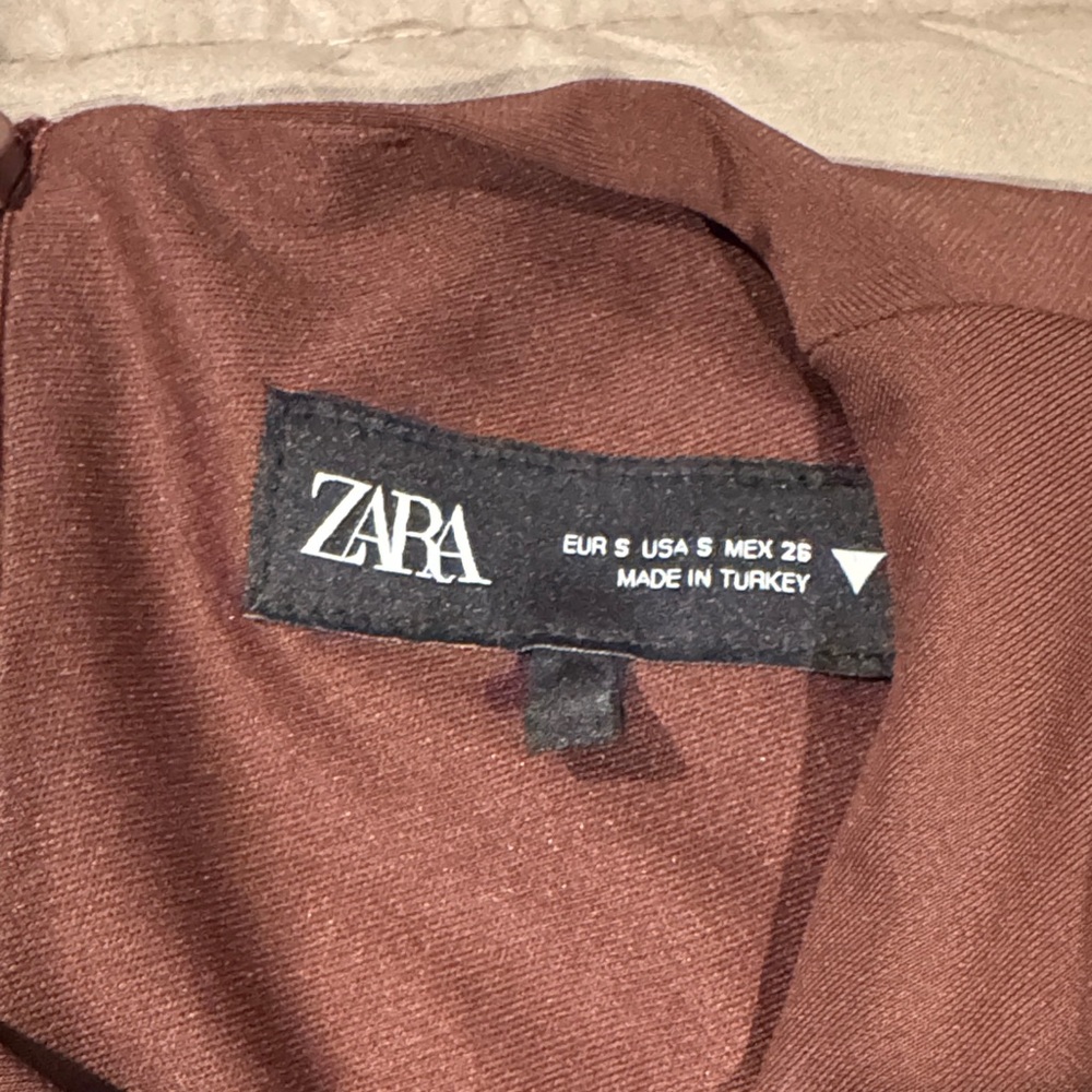 Zara Chocolate Brown Ruched Dress - Picture 2 of 6